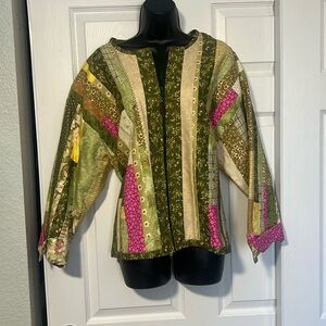 Handmade quilted patchwork Women's zip up jacket